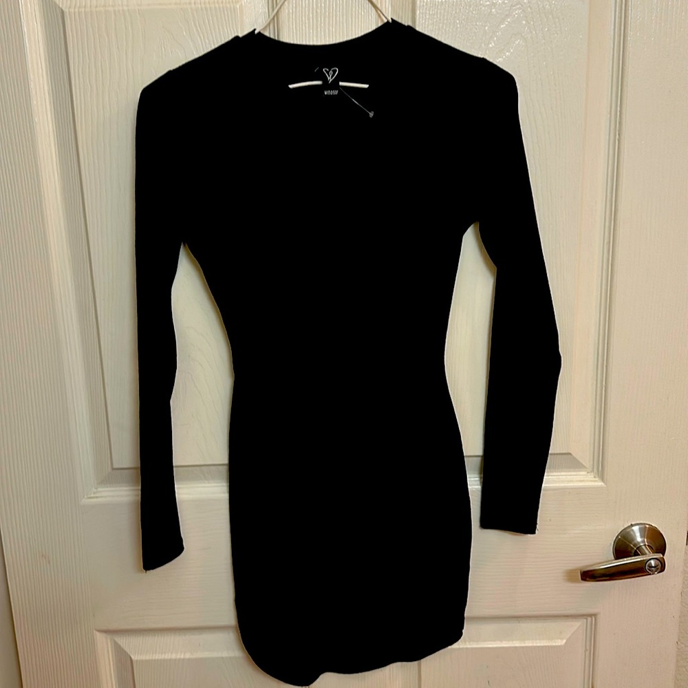 Black long sleeve mini dress